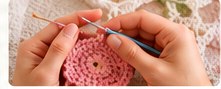 Crochet stitch practice with soft yarn